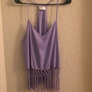 Lilac Fringe Top